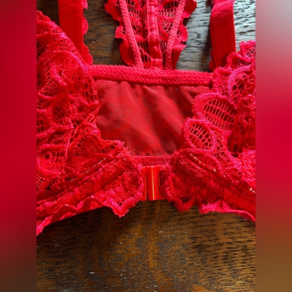 Pink by VS | Ruby red front snap racer back bralette | 34DD - Picture 2 of 6